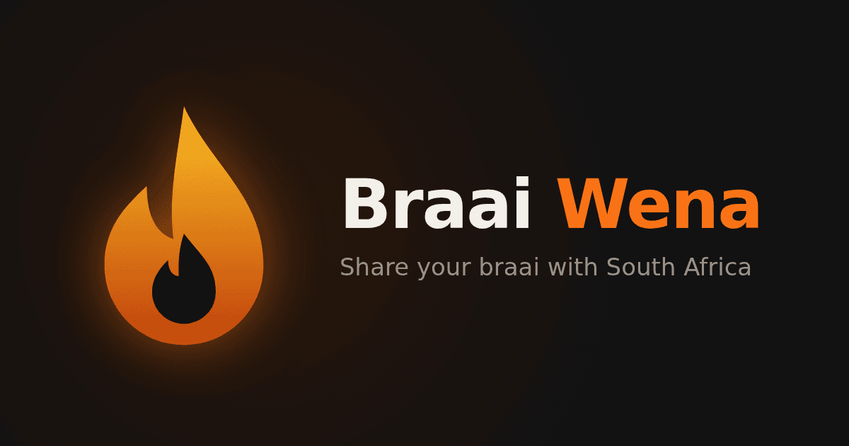 Braai Wena app banner with the twin flame logo